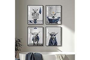Framed Highland Cow Bathroom Artwork