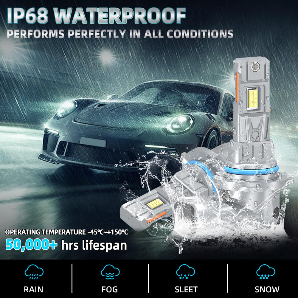 Generico Lampadine alogene a LED per la guida notturna, 20000LM, 6000K Bianco, 12V, Abbaglianti e anabbaglianti 9012 HIR2, Plug-and-play per installazione immediata, For Toyota C-HR 2016-2023