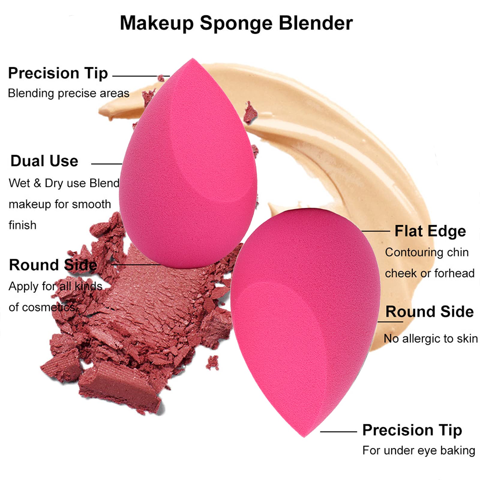 Buy 5 PCS beauty blender set wet and dry makeup sponge hydrophilic non