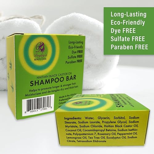 Miniatura 7 de Doyley's - Barra de champú hidratante de aceite de ricino negro haitiano de 5 onzas, suaviza y desenreda, para cabello más grueso, color seguro,