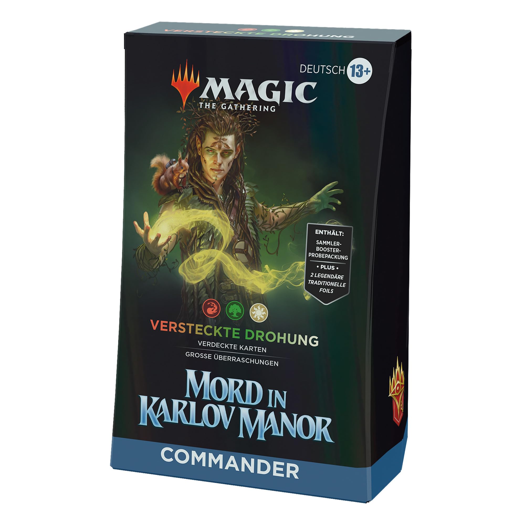 Magic: The Gathering – Mord in Karlov Manor Commander-Deck – Versteckte Drohung (Deck mit 100 Karten, Sammler-Booster-Probepackung mit 2 Karten und Zubehör) (deutsche Version)