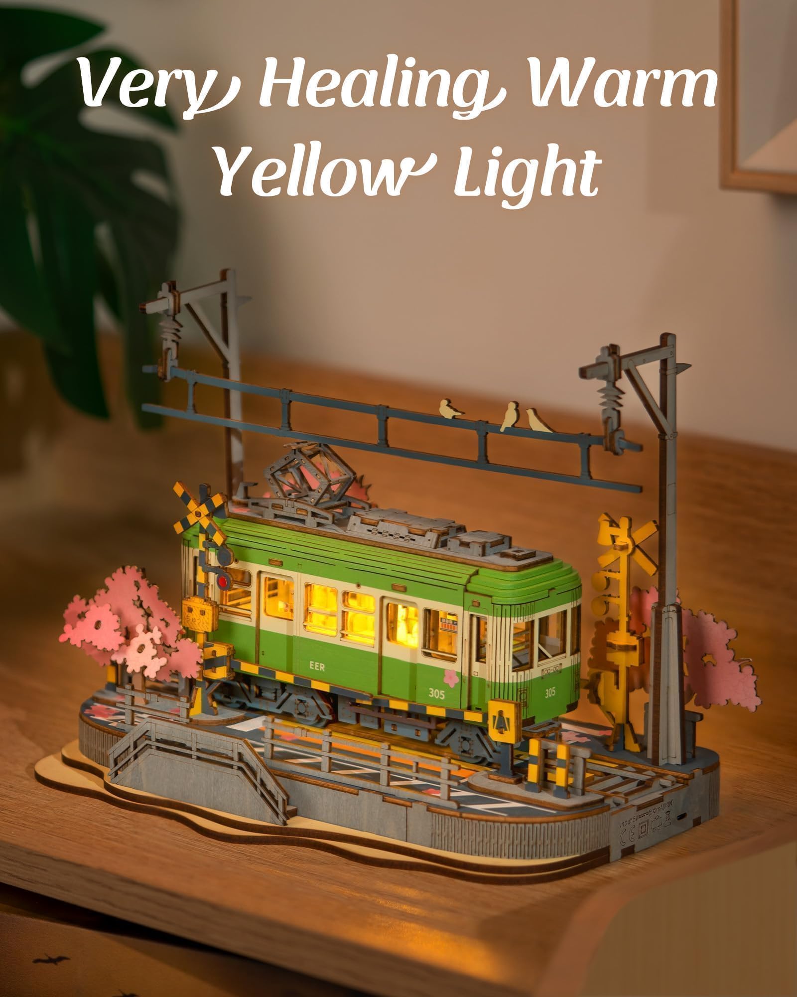 ROWOOD Viaggio Nei Sakura Puzzle Legno 3D, Kit Modello in Legno Da Costruire Per Adulti, Kit Fai Da Te Per Costruire Tram Giapponesi Sakura, Ideale Come Regalo Di Natale E Compleanno