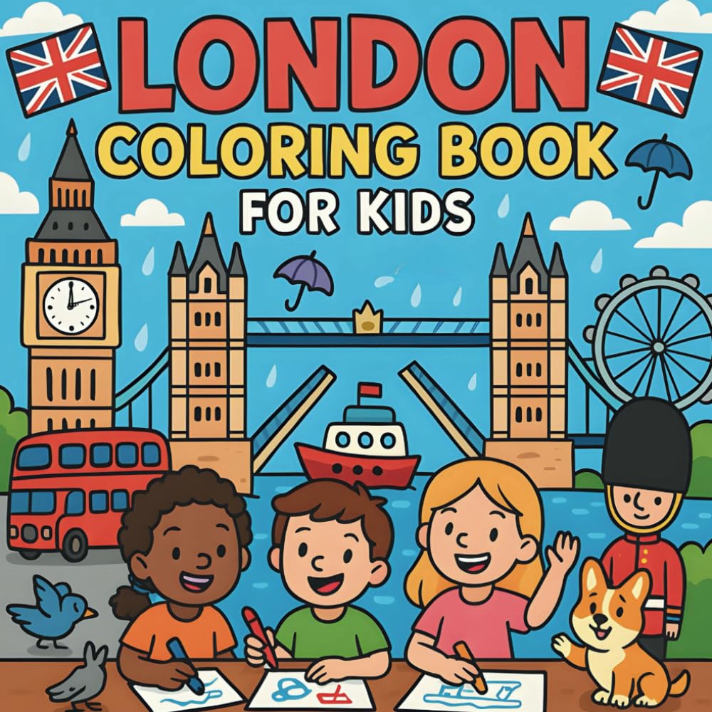 London Coloring Book For Kids: A Fun & Educational London Coloring Book for Children Featuring British Landmarks, Famous Icons, and City Scenes - A ..