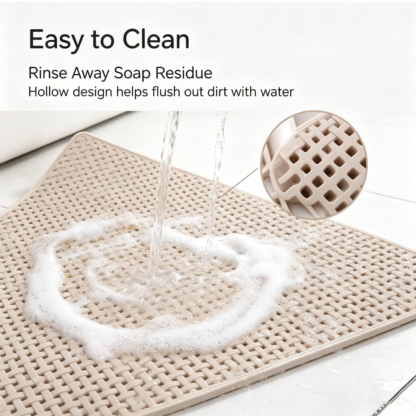 Alfombrilla Ducha PVC Suave Textura Tejida Alfombra Bañera Cuatro tamaños para Secado rápido con Ventosa Se Puede Colgar para secar contra la Pared Sin Olores Apto para Piscinas