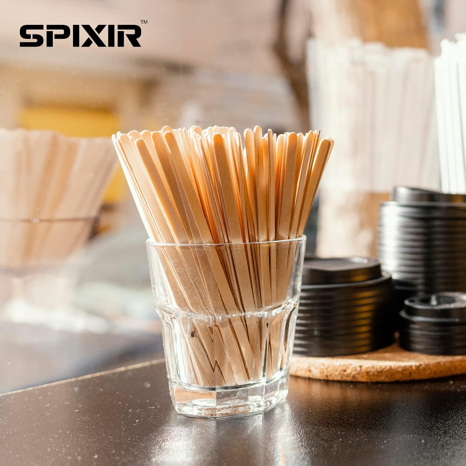 Coffee Stirrers Disposable Wooden Coffee Stir Sticks - Round-End Birchwood 5.5 Inches Large Wooden Stir Sticks - Pack of 500 Wood Stir Sticks, Coffee Sticks, Stirrers