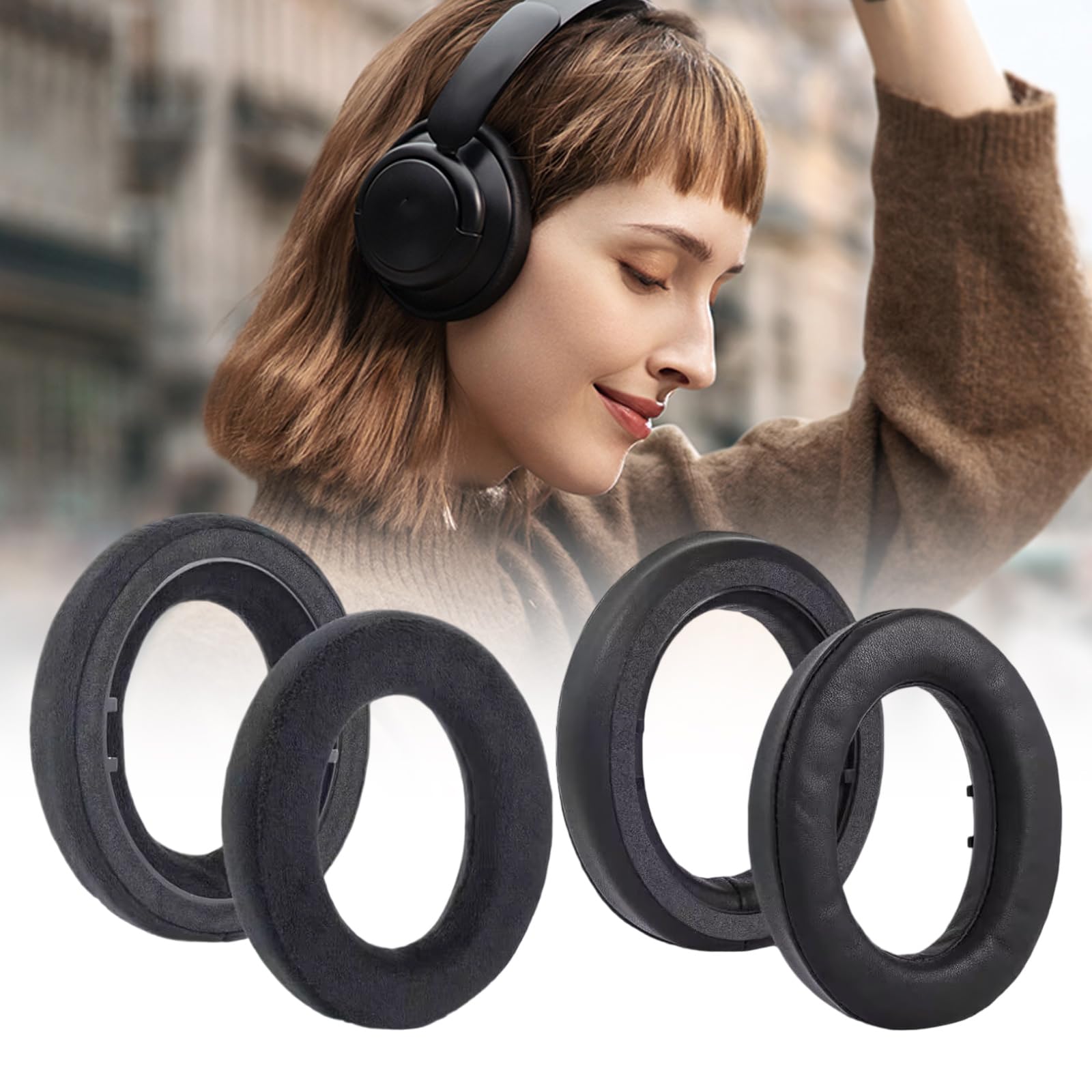 Almohadillas de espuma viscoelástica ventiladas para auriculares HD490 que mejoran la comodidad de aislamiento acústico para reemplazar almohadillas