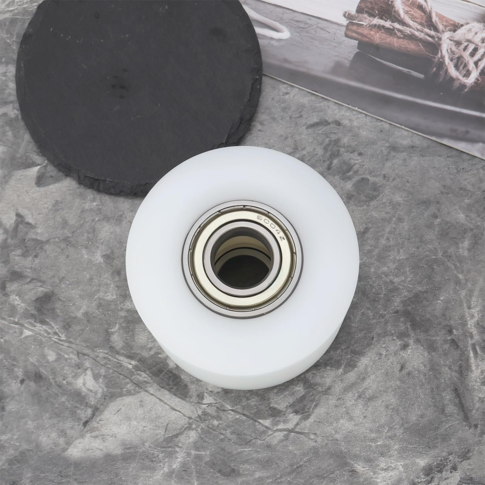 ECSiNG Lot de 2 rouleaux de transpalette en nylon polyamide 80 x 60 mm compatibles avec roue de cric à palettes avec roulements à billes, roues de levage en nylon, fixateur de palette, roulettes de