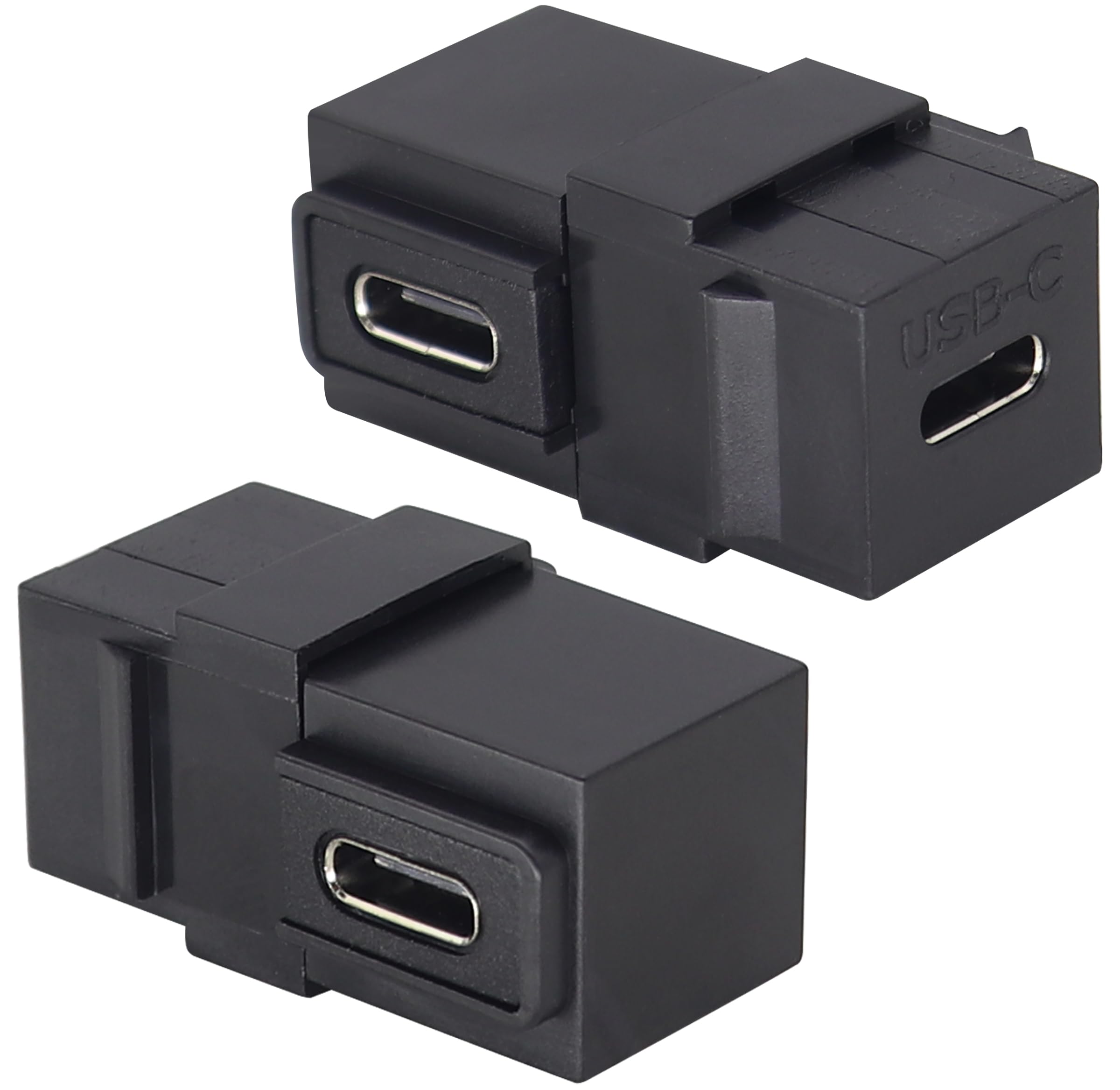 AAOTOKK 90 Degree USB C 3.1 Keystone Insert Jack Connector Right Angled USB 3.1 Type-C Female to Female Keystone Insert Socket Adapter Coupler for Wall Plate Outlet Panel (90 Degree/Black/2 Pack)