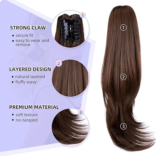 Miniatura 277 de Brown ponytail extension,16" claw clip hair extensions ponytail short curly hair ponytail Extension Natural Looking Synthetic Hairpiece for Women