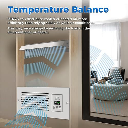 Miniatura 8 de Ventilador de transferencia de aire de habitación a habitación, ventilador de escape de pared con sistema de intercambio de aire programado