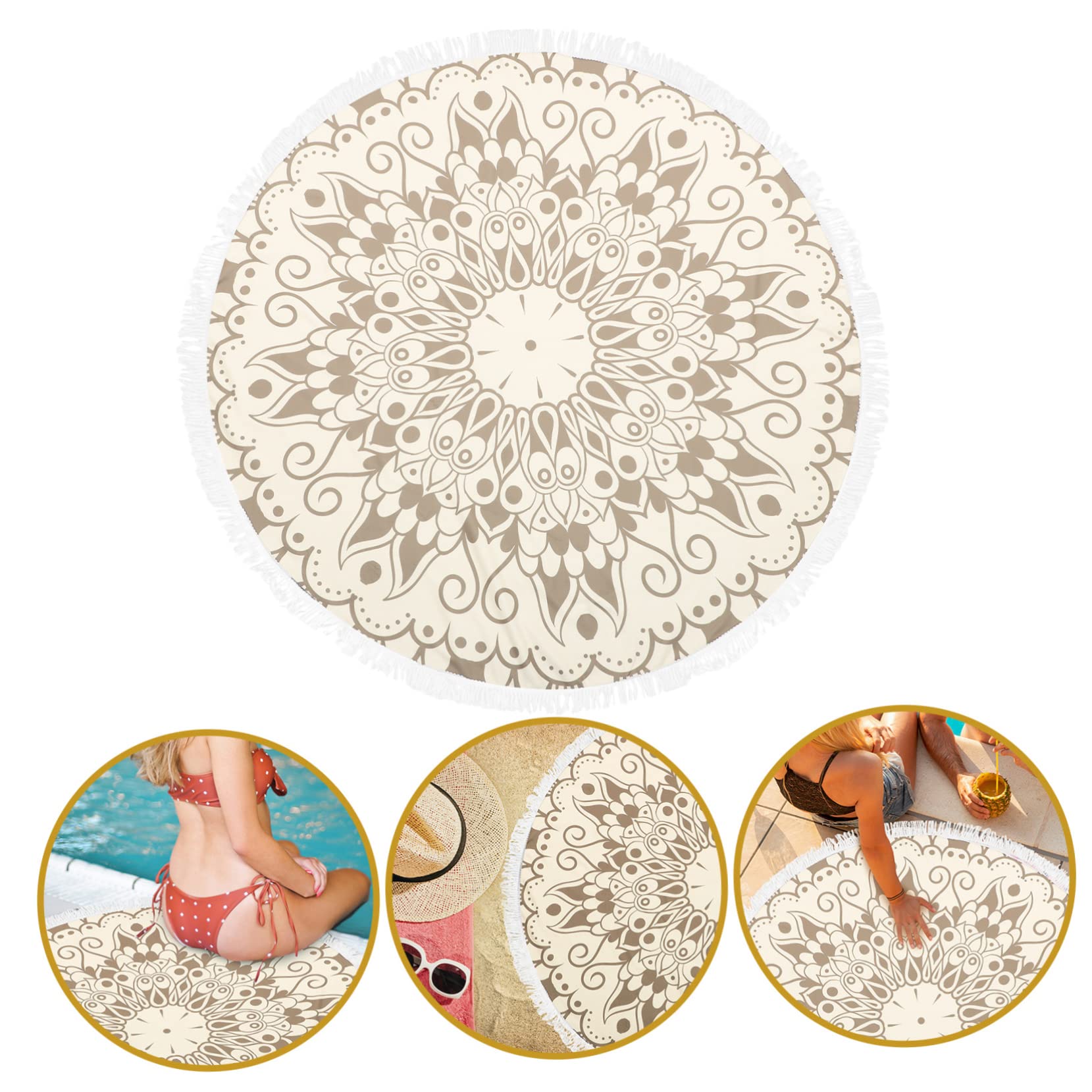 PRETYZOOM 2 Pz telo mare rotondo coperta da spiaggia asciugamano per tappetino da yoga asciugamano portatile palestra arazzo telo mare multifunzione bagno in microfibra