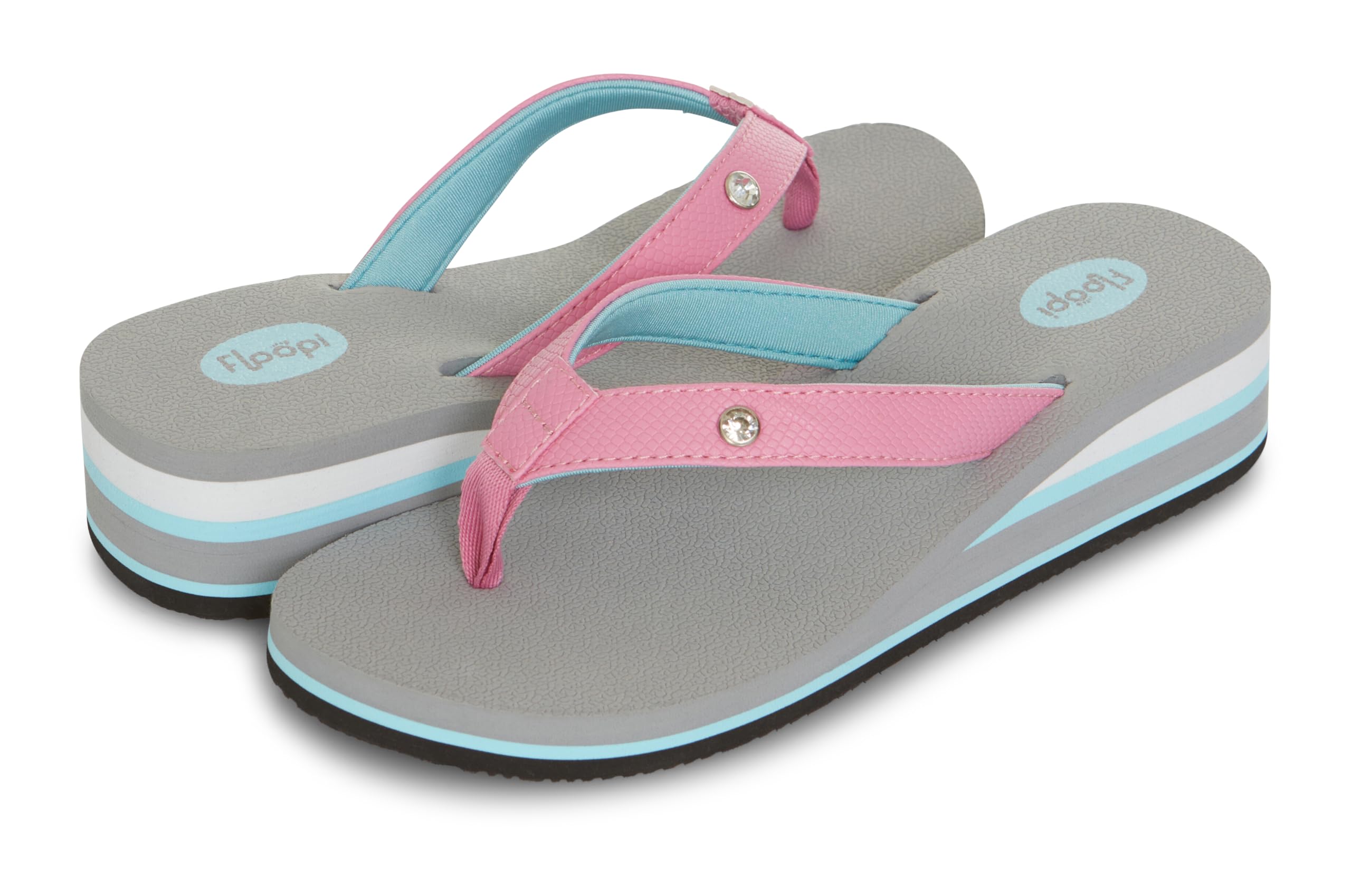 Floopi High Heel Wedge Sandals for Women-Comfort Yoga Mat Footbed for Support, Flip Flop Thong Platforms for Summer