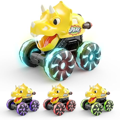 Yellow Triceratops Dino Monster Truck – Toddler Push Car Toy