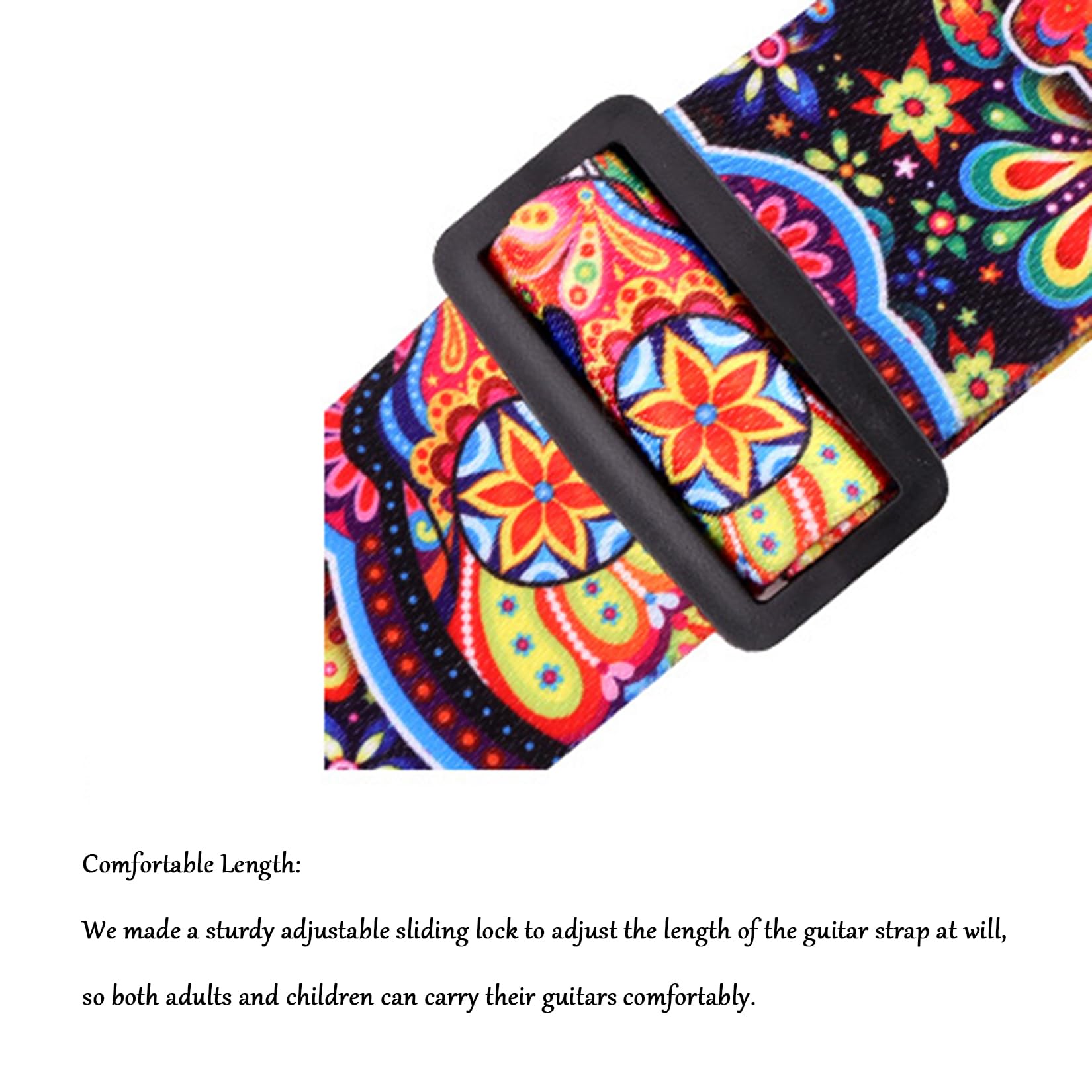 JSHshield Guitar Strap,Guitar Accessories,Fluorescent jacquard Adjustable Guitar Shoulder Strap for Bass Electric & Acoustic Guitar - Image 4