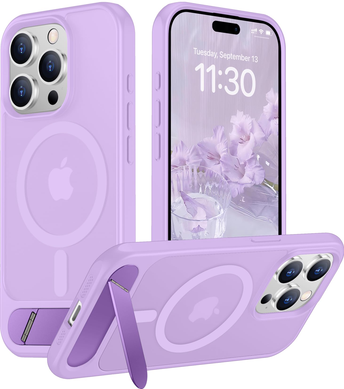 Temdan Magnetic Compatible with iPhone 15 Pro Max Case, [Built-in Invisible Kickstand][Compatible with MagSafe][Military Grade Shockproof] Slim Translucent Matte Phone Case for iPhone 15 Pro Max 6.7"