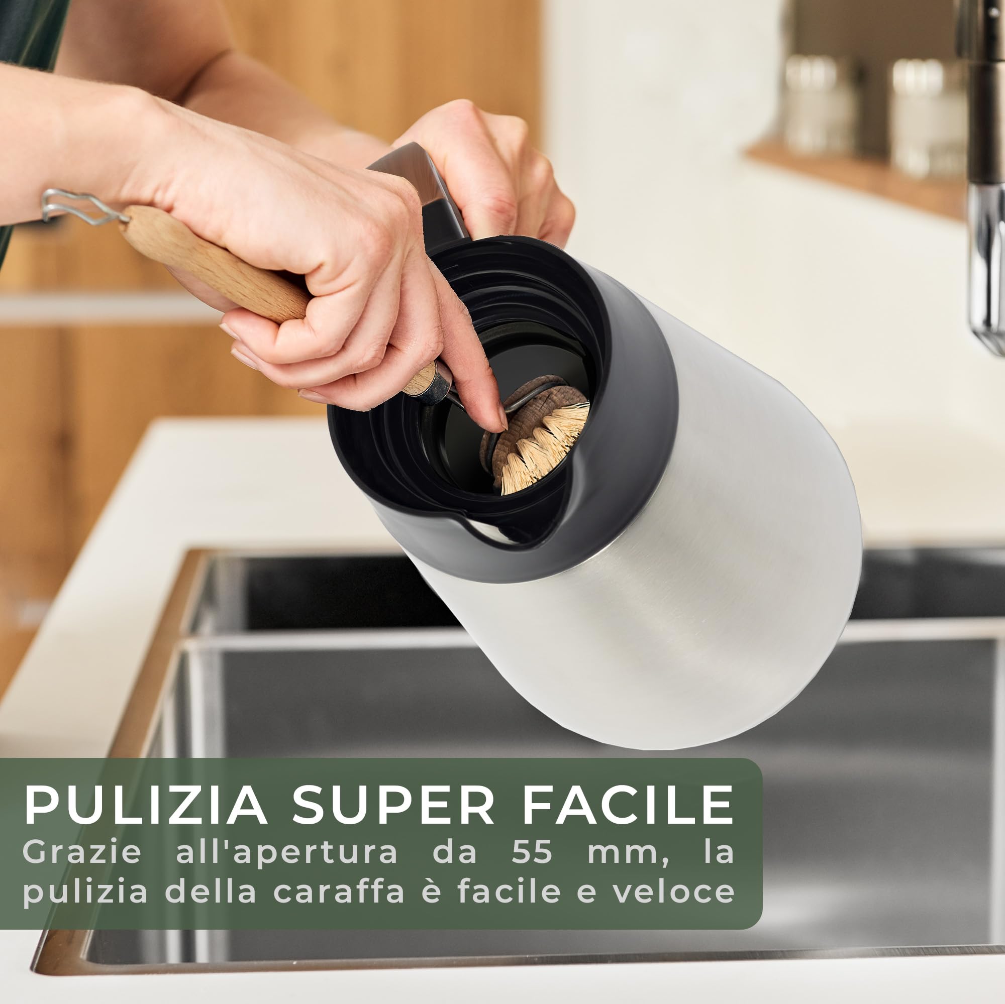 WALDWERK Caraffa Termica (1,5L) – Thermos Caffè in acciaio inox 304 a doppia parete – Brocca Isolante con beccuccio antigoccia – Bottiglia Termica per Caffè