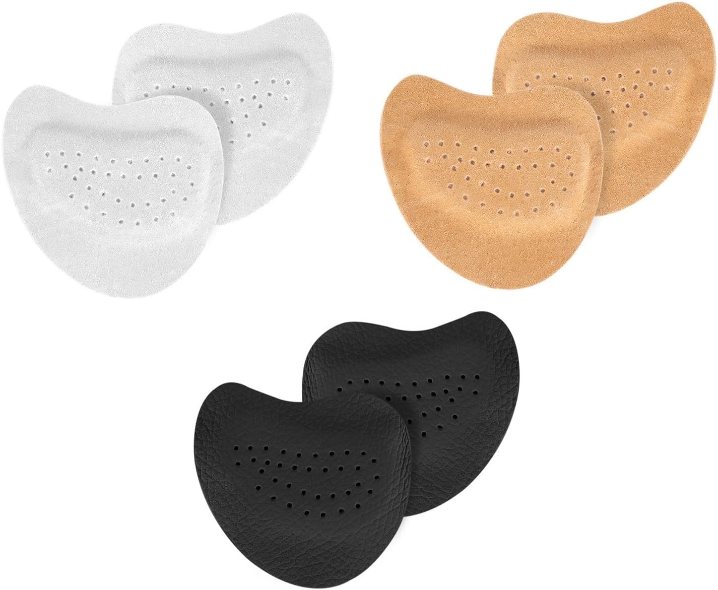 3 Pairs Leather Ball of Foot Cushions for Women, Non-Slip Comfort Foot Pads Shoe Foot Adhesive Protectors