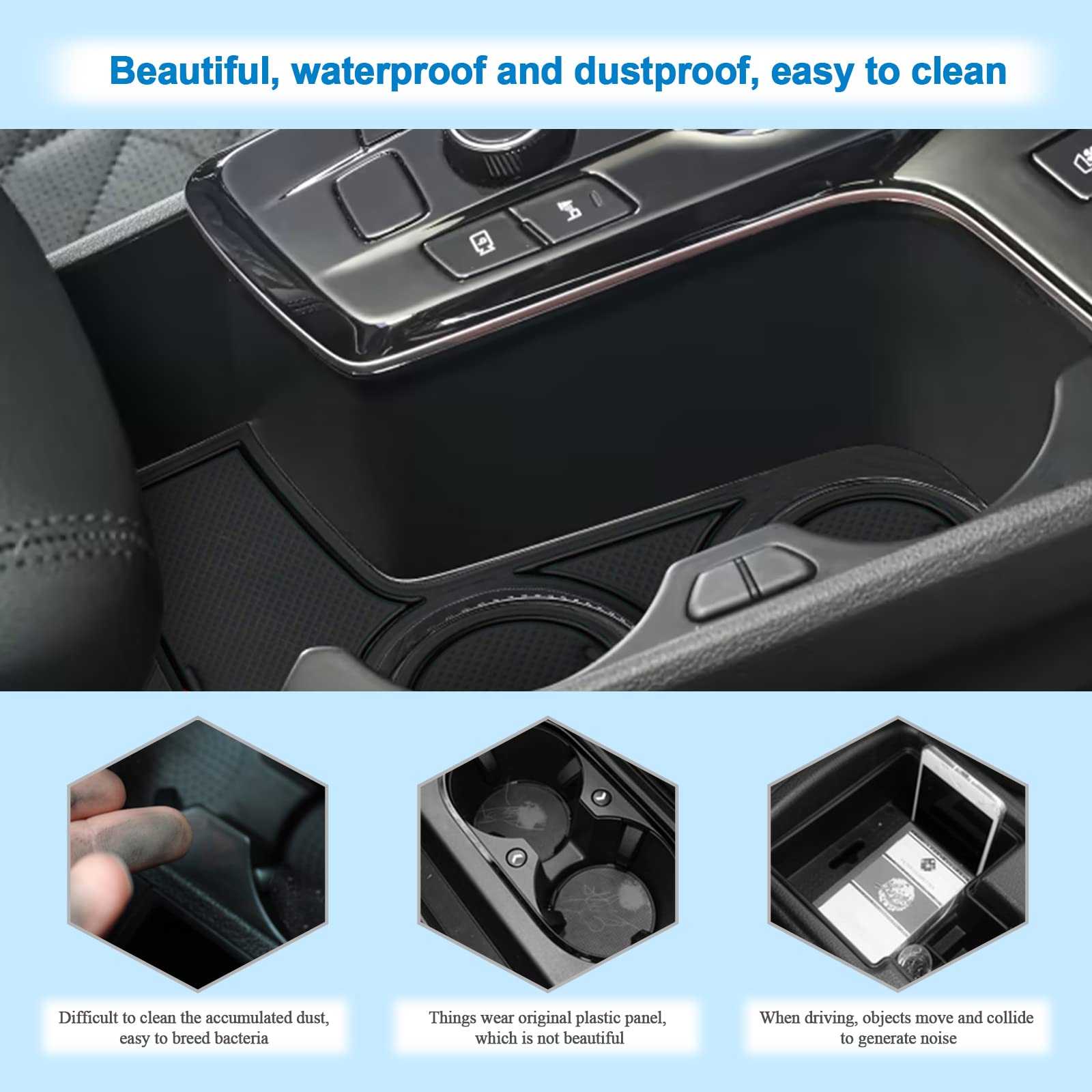 GAFAT Compatibile con Kia Sportage NQ5 2025 2026-2022 (Automatico) Tappetini Antiscivolo, Tappetino Gomma per Console Centrale, Portabicchieri