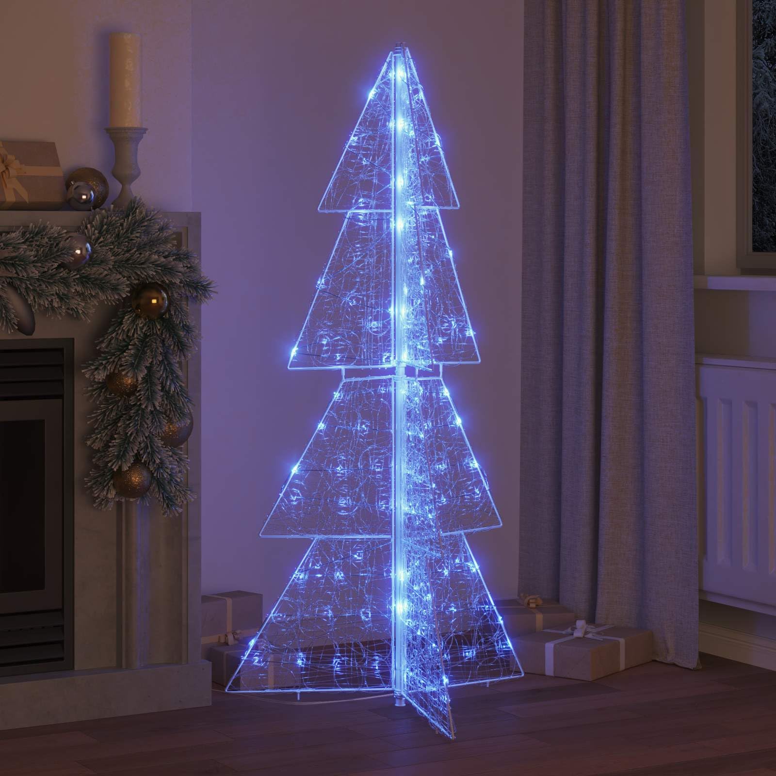 Moderno árbol de Navidad acrílico, 150 cm de altura, 160 LED azules, alimentado por USB, decoración duradera para interior y exterior protegido