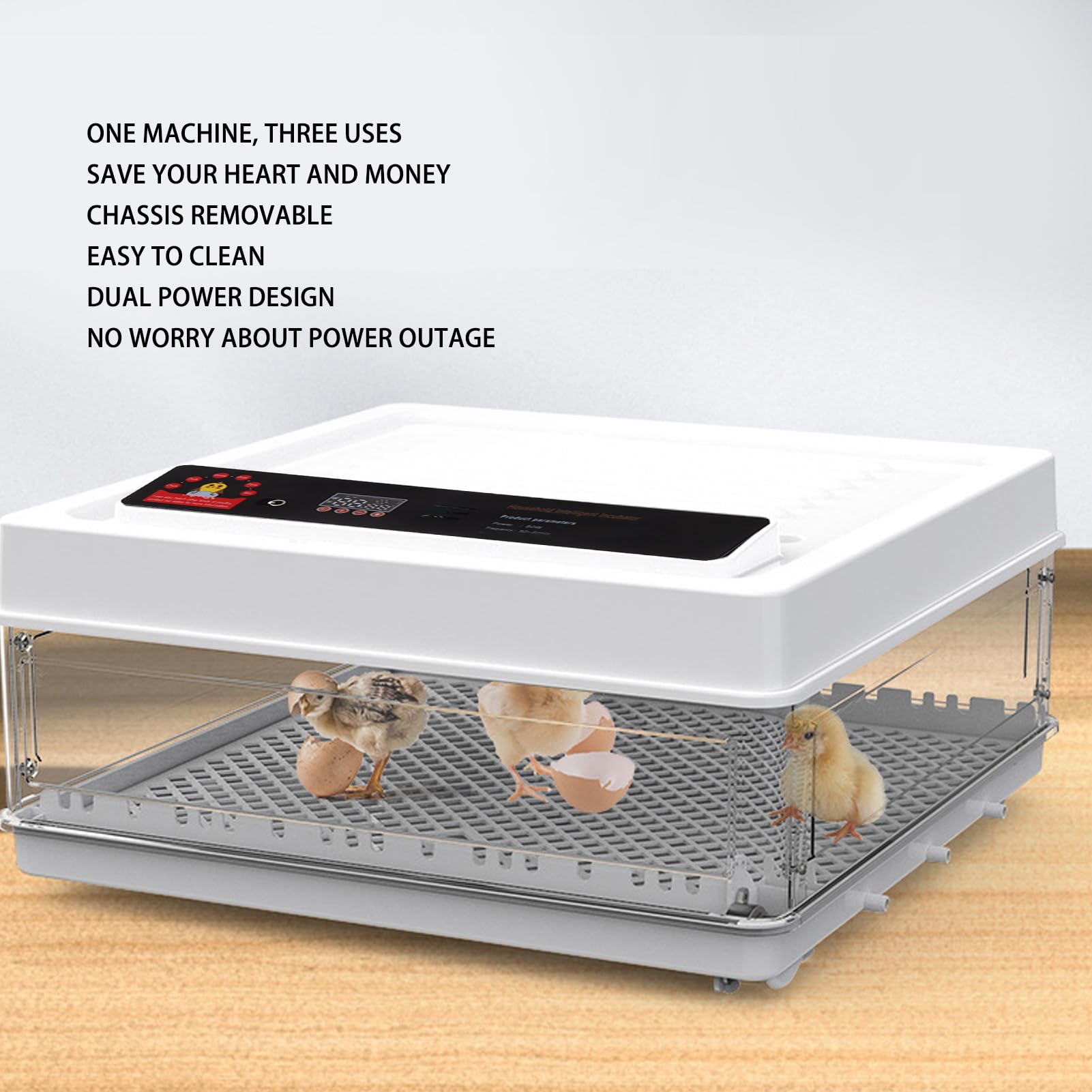 Fdit Candela LED per Incubatrice Automatica per Uova, Kit di Schiusa a Doppia Alimentazione (Spina europea 220 V 64 uova)