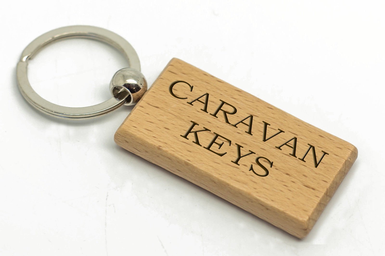 County Engraving Natural Caravan Keys Rectangle Wooden Keyring