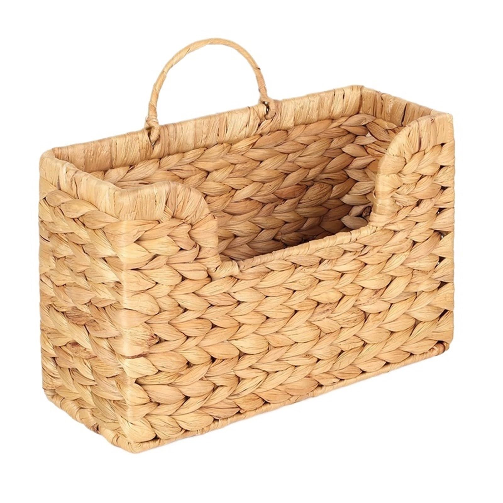 Woven Magazine Rack Handwoven Water Hyacinth Wall Magazine Holder - Hanging Organizer For Mail, Newspapers Magazines, Boho Storage Basket for Newspaper, Letter