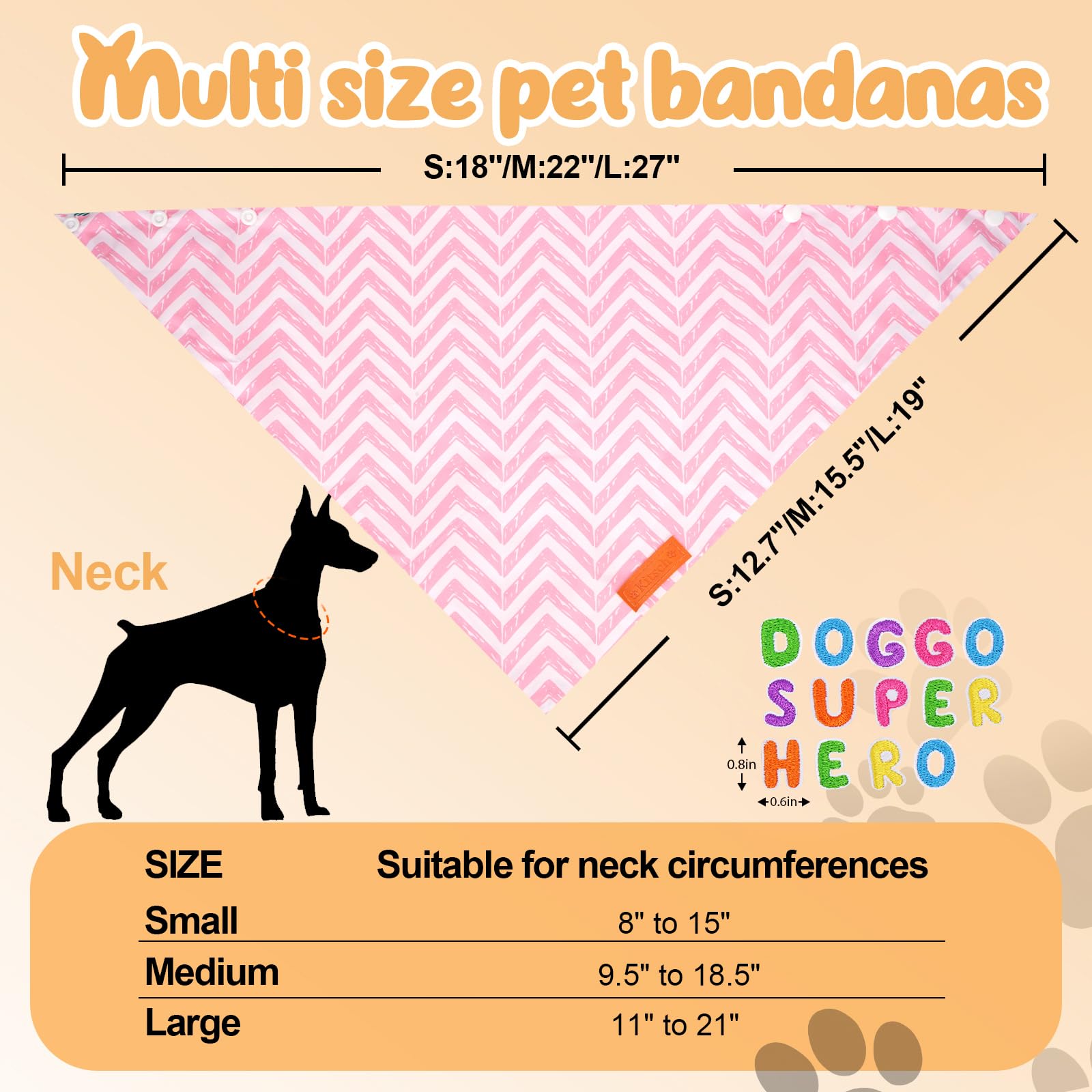 Bandana pour chien, réglable avec 3 boutons et avec de jolis autocollants de repassage, écharpe pour chien, écharpe élégante classique pour animaux de compagnie, décoration pour chiens et chats de