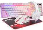 BlueFinger RGB Gaming Keyboard and Backlit Mouse and Headset Combo, USB Wired Backlit Keyboard, LED Gaming Mouse Set, Headset with Microphone for Laptop PC Computer Game and Work, Black