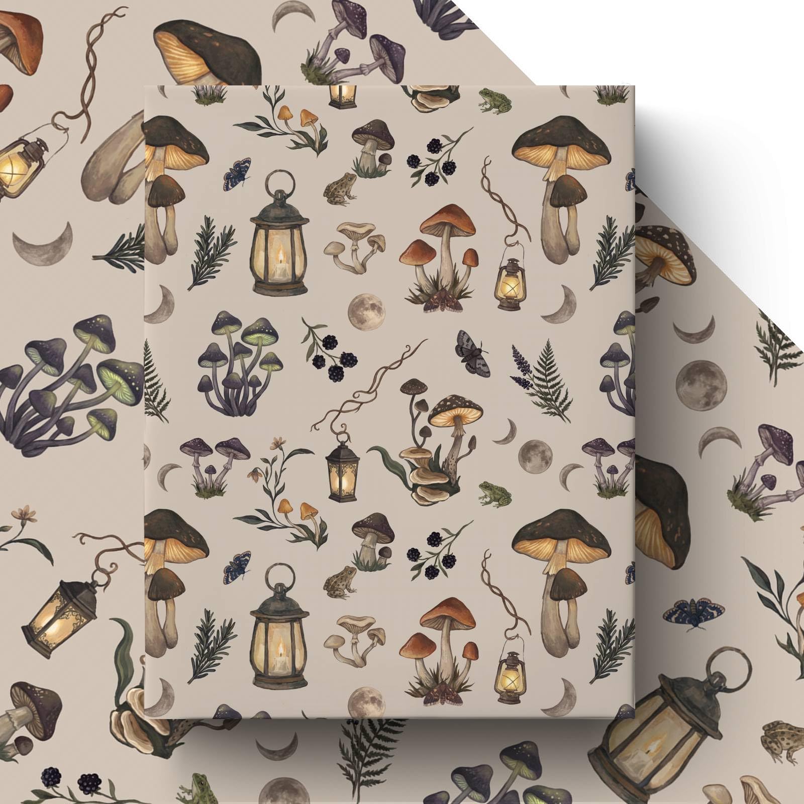 GleeWrap Mushroom Wrapping Paper, Midnight Forest Gift Wrap