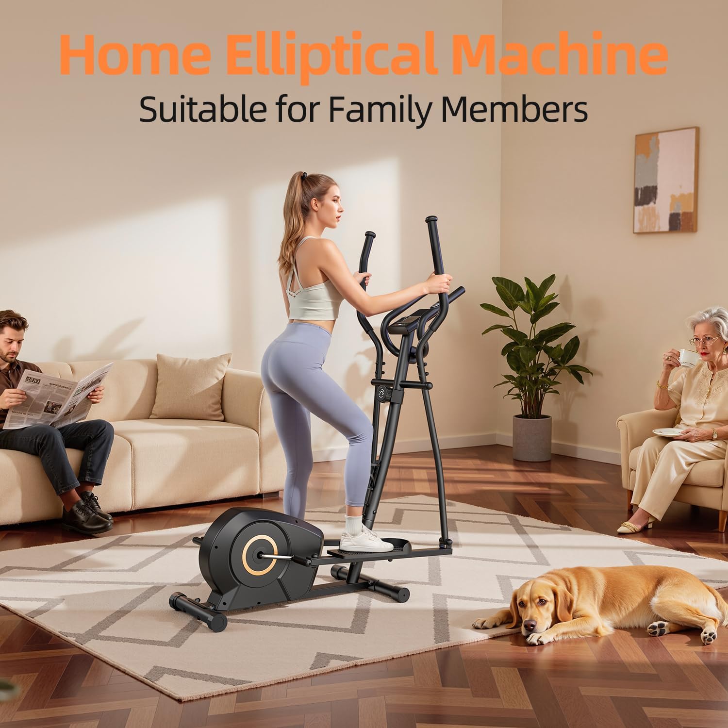 TANTISY Elliptical Exercise Machine for Apartments and Homes,8 Levels of Magnetic Resistance,15.5-inch Stride Elliptical Machine, and Supports Users up to 400 pounds Elliptical Training Machines; - Image 9