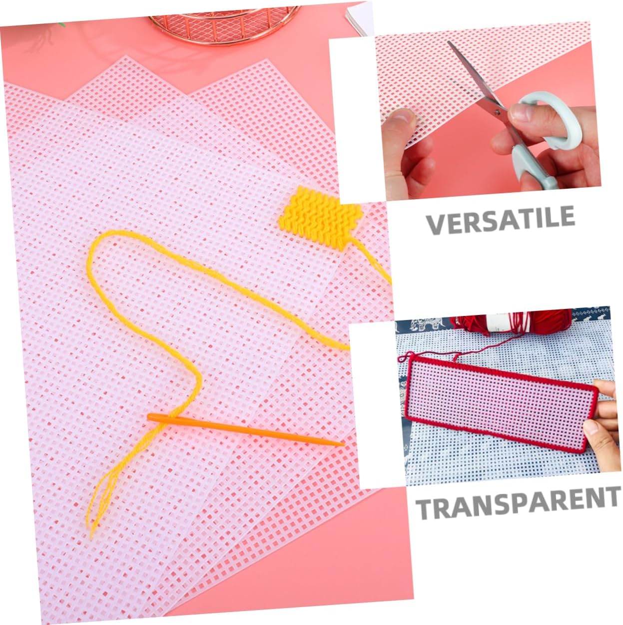 NUOBESTY 4pcs Plastic Mesh Canvas Versatile Blank Grid for Embroidery Knit Crochet Yarn Crafting for DIY Projects Home Decor