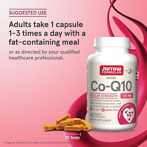 Miniatura 7 de Jarrow Formulas Co-Q10 100 mg - Apoyo antioxidante para la salud mitocondrial, producción de energía celular y función cardiovascular saludable - 60