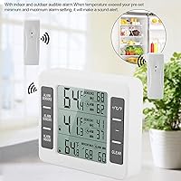 Vista 3 de Termómetro digital para refrigerador, paquete de 2 unidades, alarma LCD inalámbrica, termómetro para nevera, congelador, termómetro para el hogar