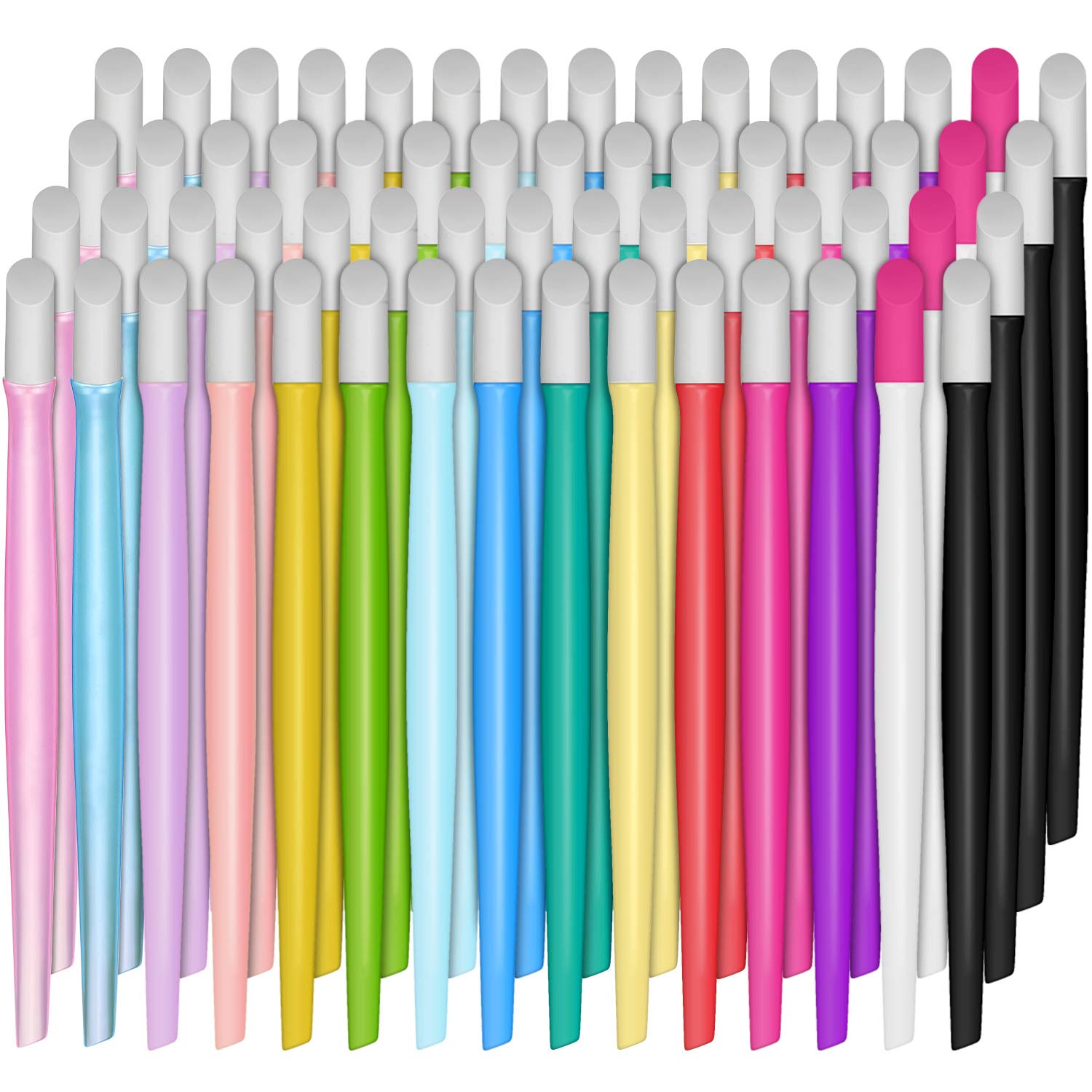 60 Pieces Plastic Handle Nail Cuticle Pusher Rubber Tipped Nail Cleaner Colored Nail Art Tool for Men and Women Christmas Valentine's Day Giving (Various Colors)