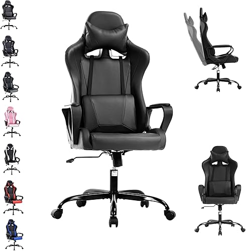 Silla de videojuegos silla de videojuegos silla de juegos de computadora silla de juegos de piel sintética con respaldo alto silla ergonómica