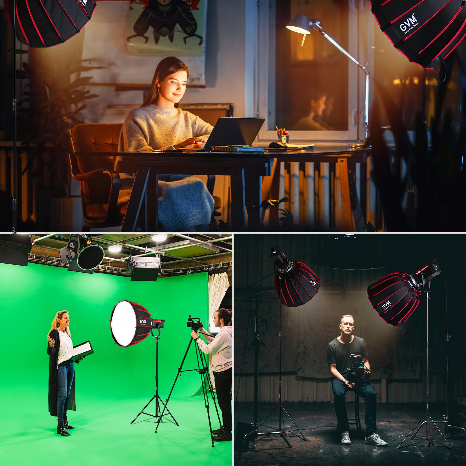 GVM 300W LED Video Light, 221950lux/1m, ARO SD300B Fotografia Kit di illuminazione con APP Control, 2700K-6800K Studio Light Kit Illuminazione Continua per YouTube, Film, 12 Effetti Scene