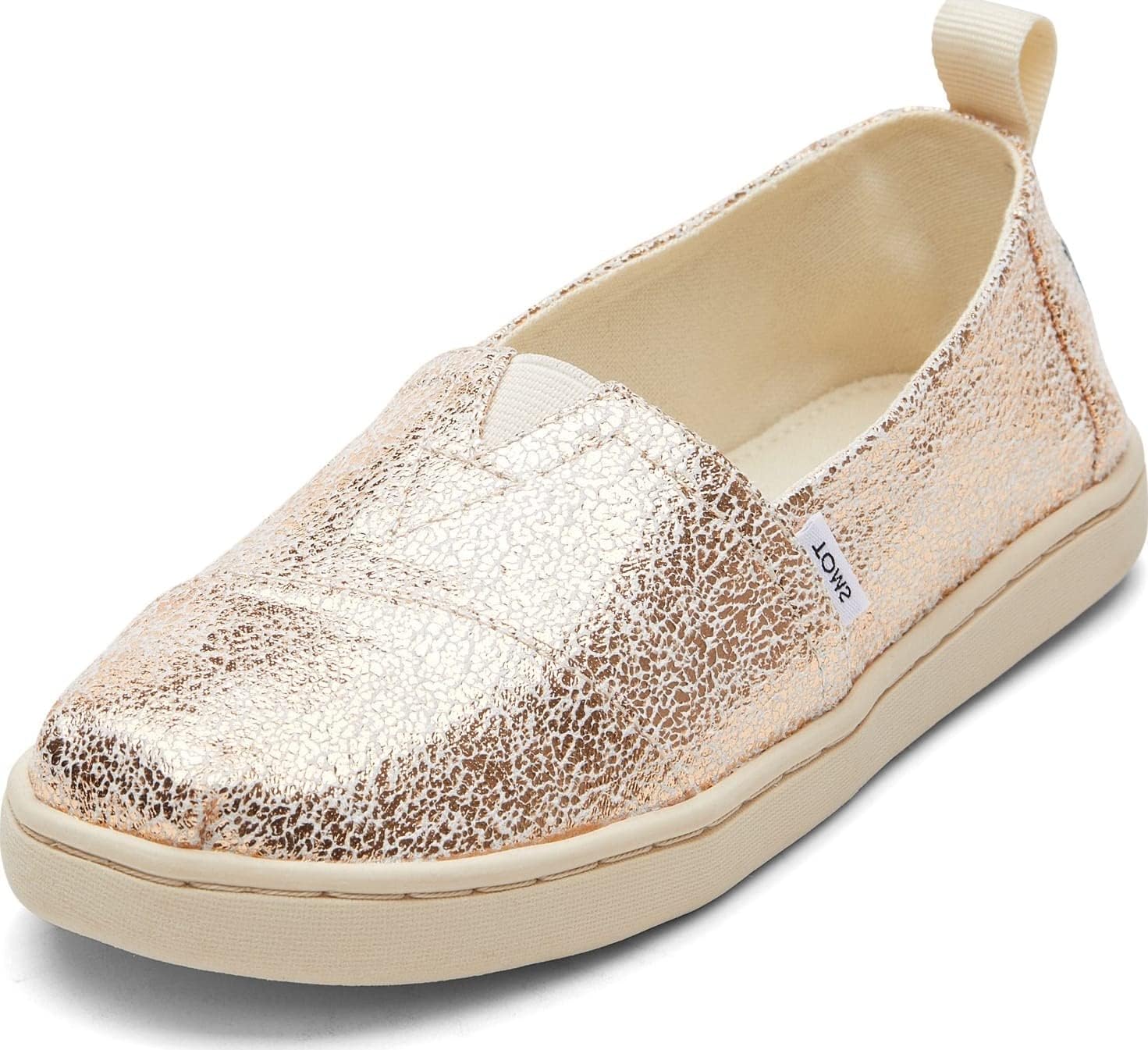 リニューアルでさらに人気！TOMS Girls Alpargata Loafer Flat, Gold Crackle Foil, 4 Big Kid BOA サイクリングシューズ