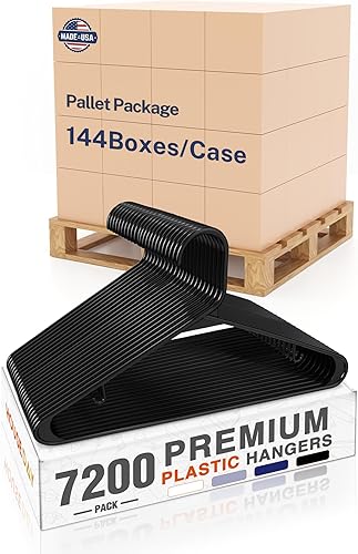 Miniatura 13 de HOUSE DAY Paquete de 10 perchas de plástico color negro, perchas de plástico con ganchos integrados, percha duradera y fuerte para armario, ahorro