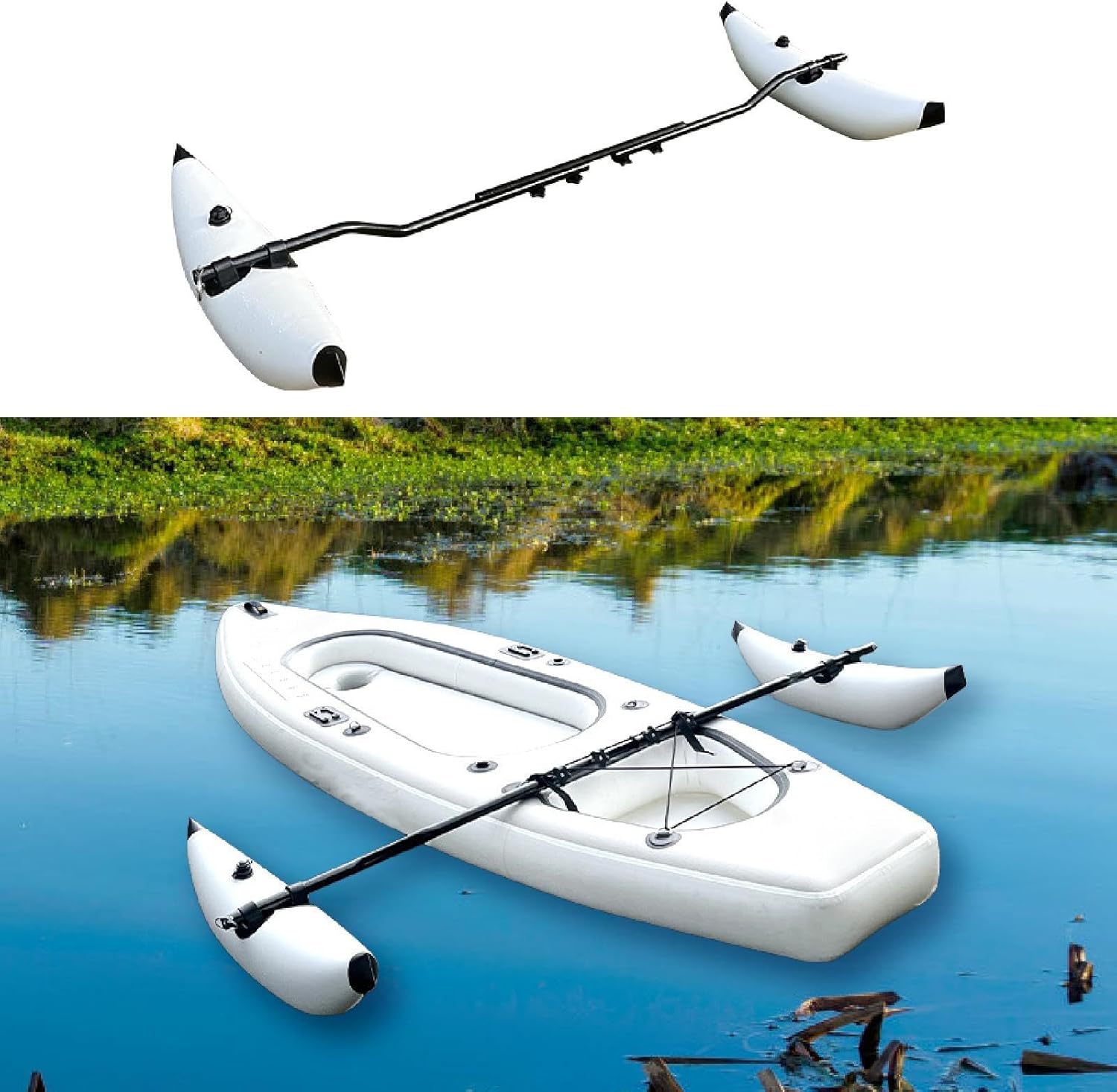 Inflatable Kayak Stabilizers Canoe Outrigger Floats for Fishing Float Balancing Boat Accessories White Black