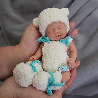 MYREBABY Lifelike Reborn Baby Doll - 7" Mini Full Silicone Realistic Newborn Boy Doll, Non-Vinyl, Washable, Interactive Play, Blue