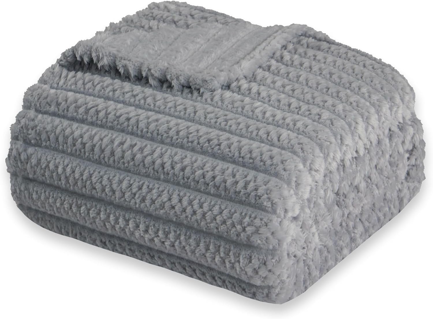 Super Soft Queen Blanket for Bed, Premium Silky Flannel Fleece with 3D Jacquard Wheat Decorative, Lightweight and Cozy for Living Room, and All-Season Use, 90x90 Inches.Light Grey - Image 4