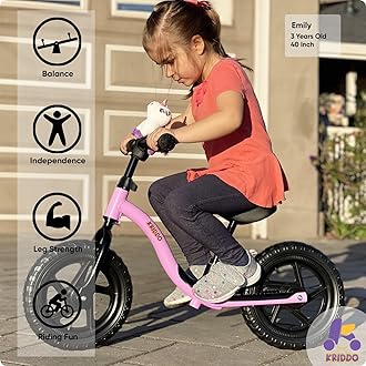 KRIDDO Toddler Balance Bike 2 Year Old, Age 24 Months to 5 Years Old, Early Learning Interactive Push Bicycle with Steady Balancing, Gift Bike for 2-5 Boys Girls, Purple
