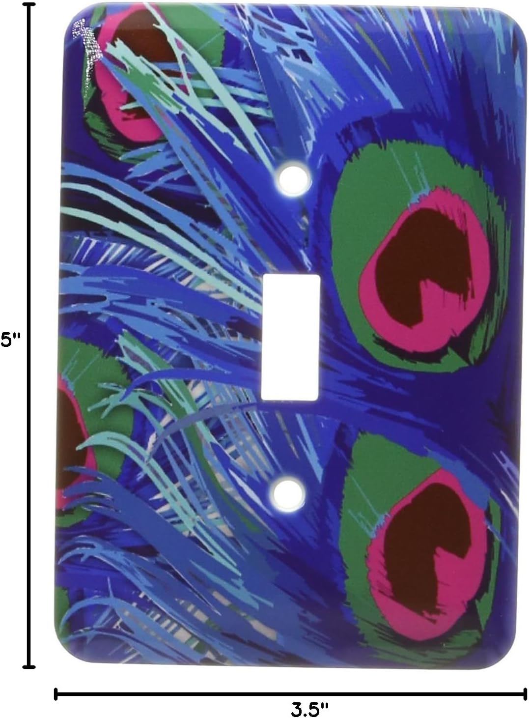3dRose lsp_26436_1 Vector Peacock Feathers In Electric Blue And Pink Single Toggle Switch