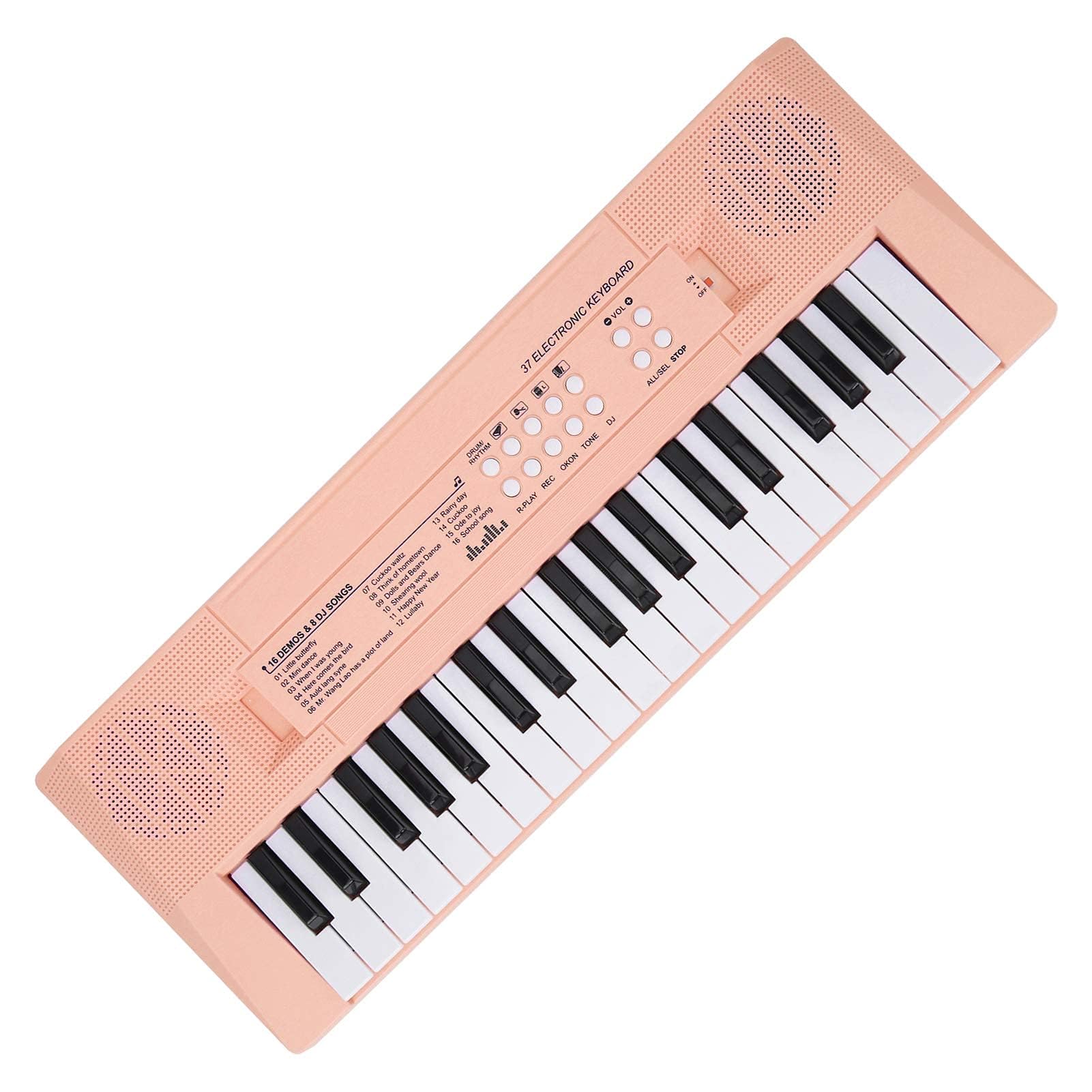BF ‑ 3738 Musical Electric Keyboard Piano z 37 klawiszami, instrument edukacyjny do nauki klawiatury z regulowaną głośnością muzyki dla początkujących(różowy)