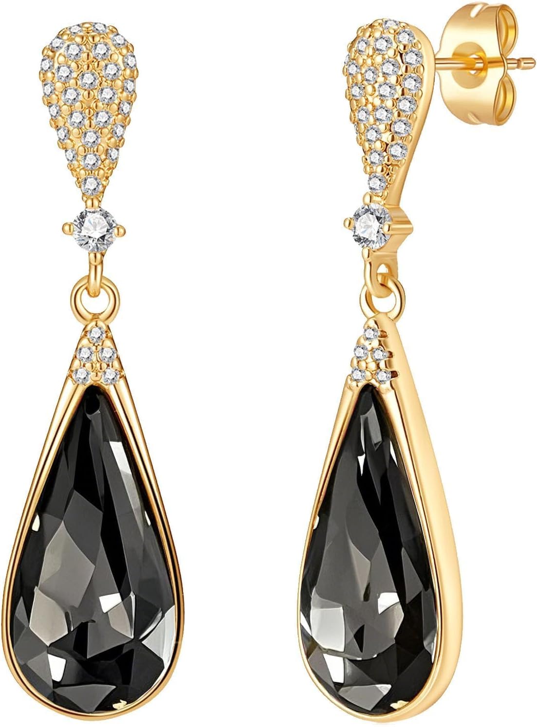 Austrian Crystal Teardrop Dangle Drop Earrings for Women 14K Gold Plated Hypoallergenic Jewelry Gift