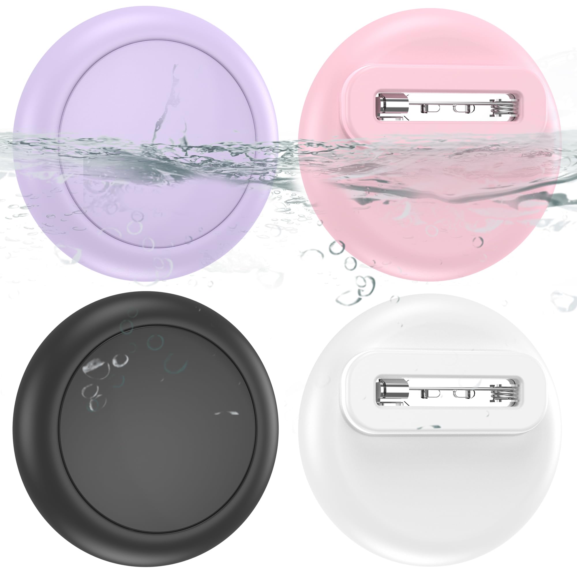 4-Pack for AirTag Holder Kids, Compatible with Apple AirTag 1st & 2nd Gen, Waterproof Soft Silicone Air Tagged Holder Pin, Anti-Lost GPS Tracking Accessories for Clothing, Luggage, Backpack