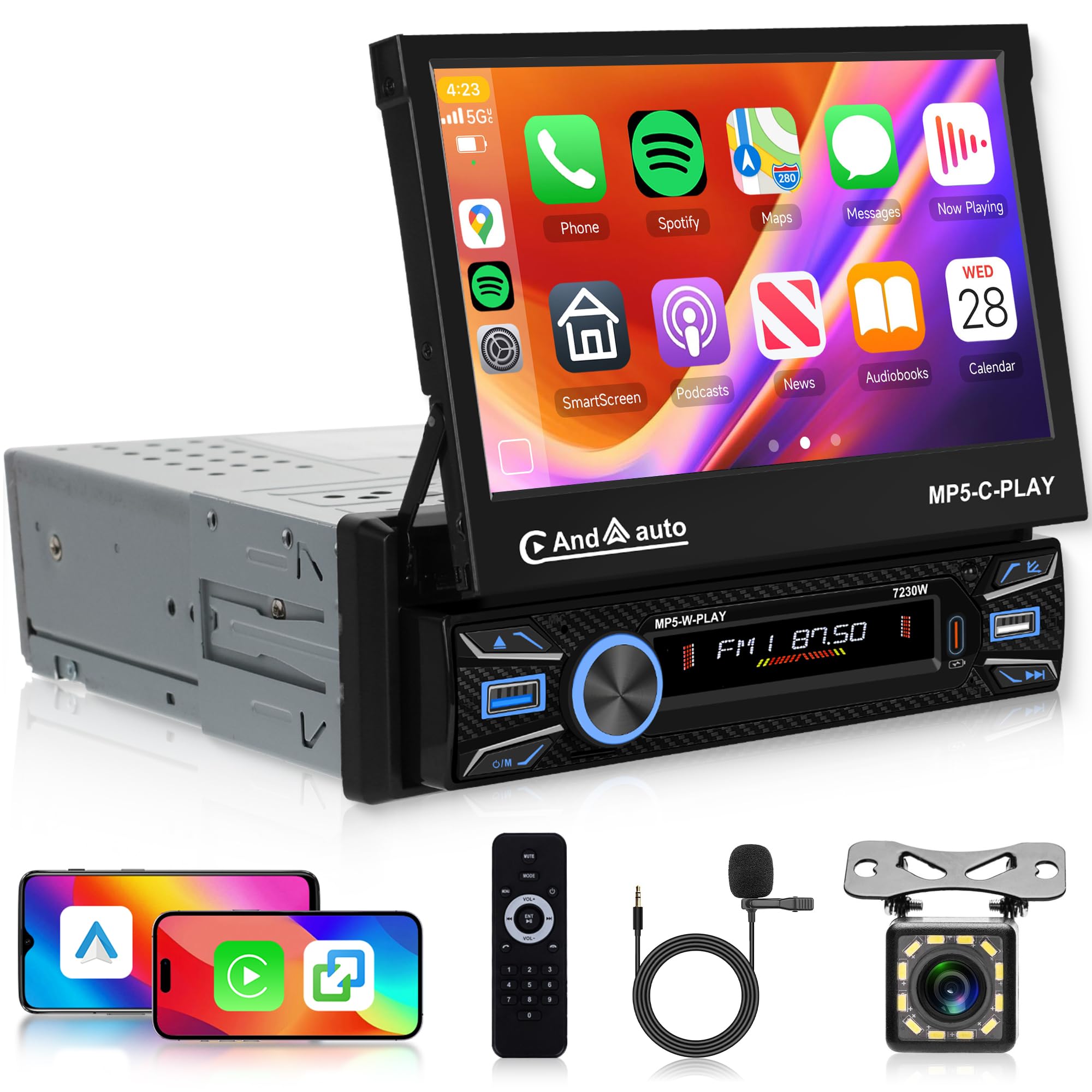 OiLiehu 1Din Autoradio Mit CarPlay & Android Auto - 7 Zoll Touchscreen & Rückfahrkamera