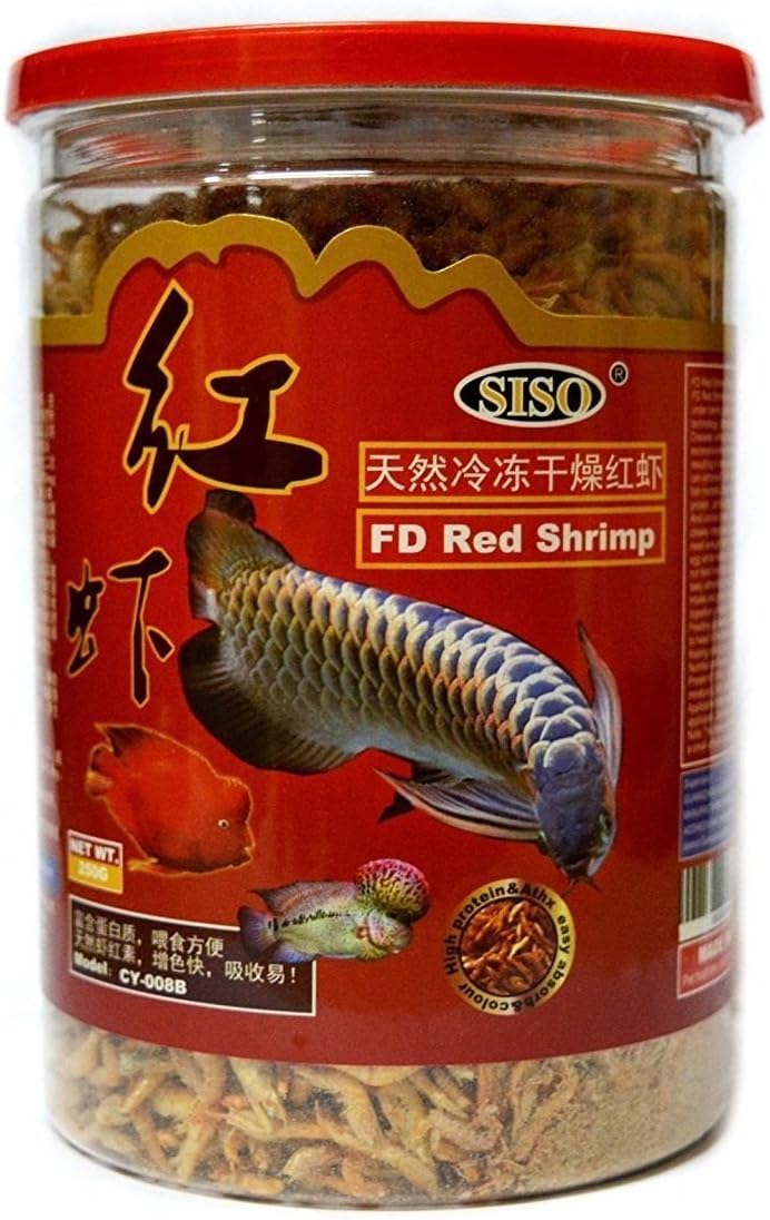 Siso Freeze Dried Red Shrimp Fish Food, 110Gm - Protein-Rich Treat for All Types of Fish