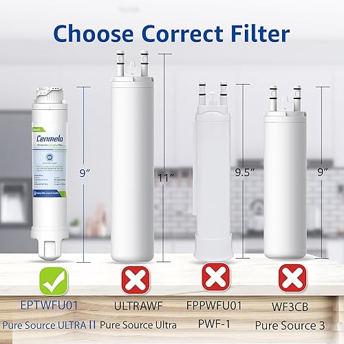 Miniatura 2 de Cenmela CML007 Compatible con Frigidaire EPTWFU01, Pure Source Ultra 2, Pure Source Ultra II, EWF02, 012505454226, 4562222, 807946701, 3 unidades