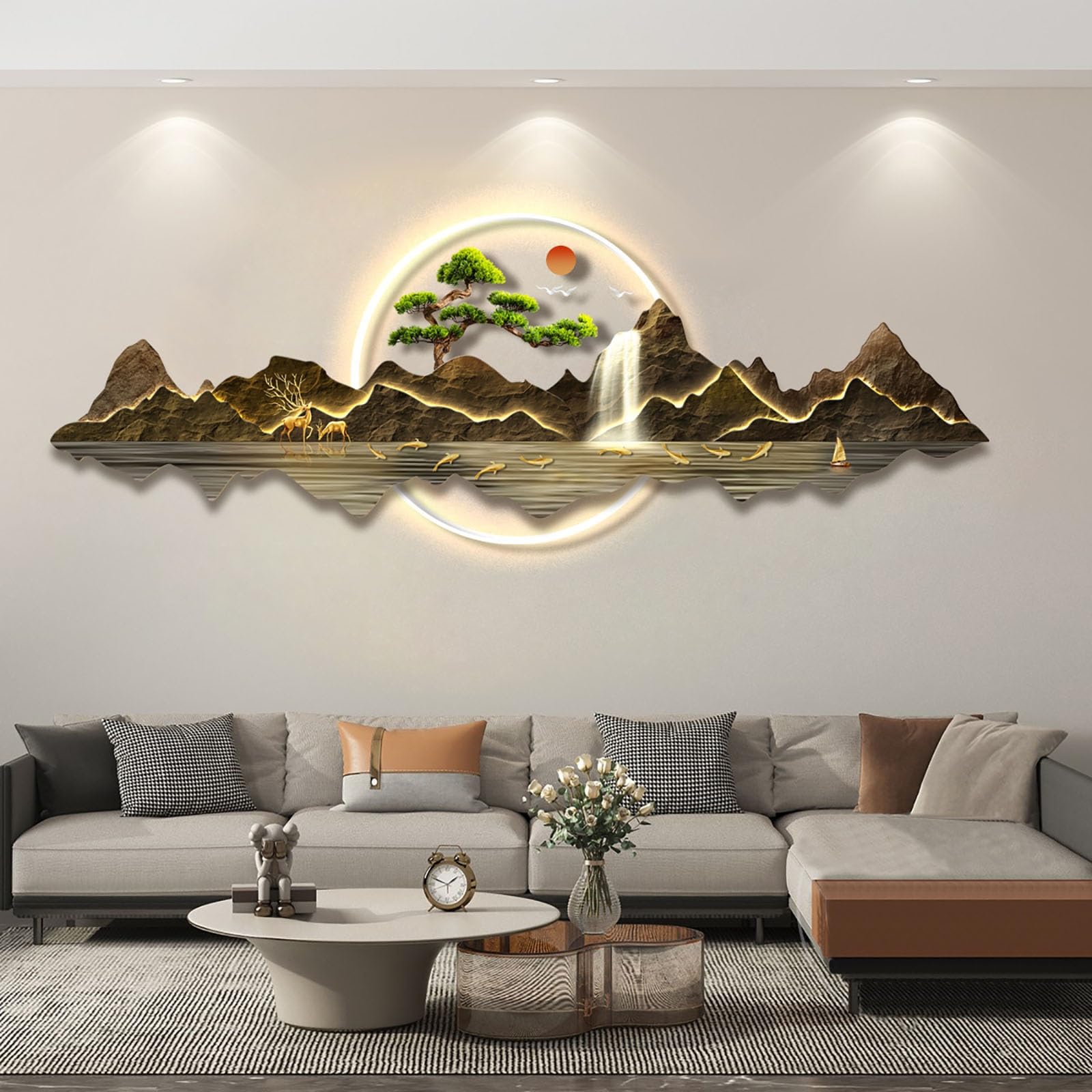 3D LED Wandkunst Moderne Wohndeko - Beleuchtetes Design für Wohnzimmer Schlafzimmer